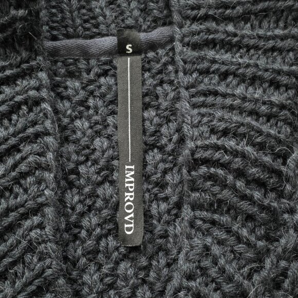 Improvd Cardigan Womens S Black LS Belt Alpaca Blend Chunky Knit Grunge Preppy - Picture 3 of 16